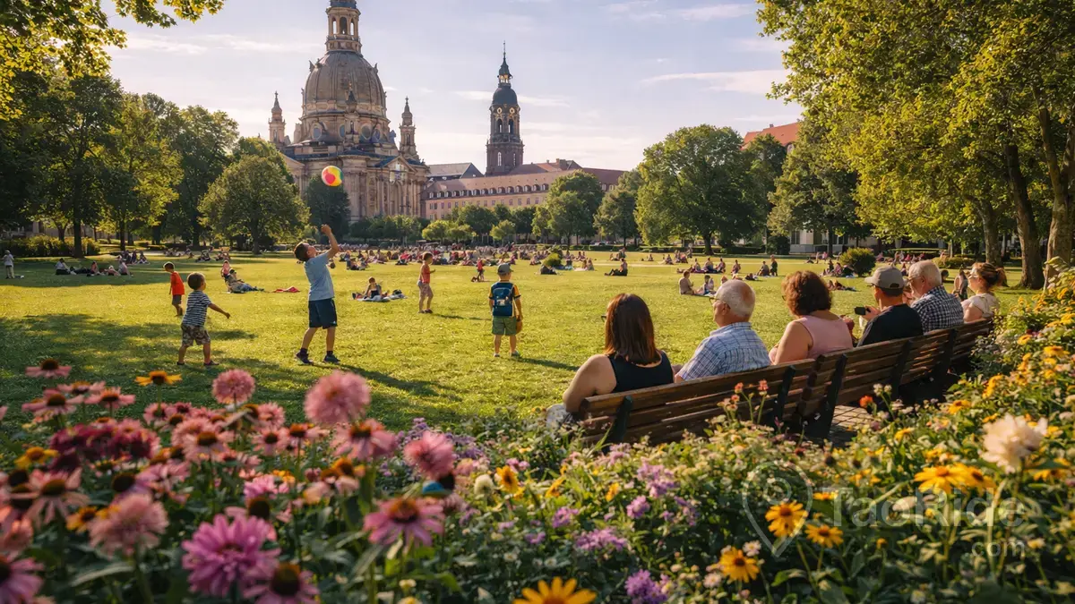 Locals enjoying a sunny day in a Dresden park