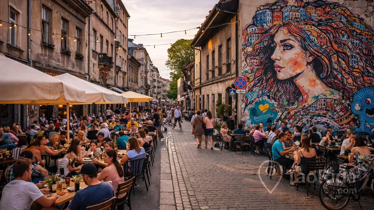 Street life in Krakow's Kazimierz district