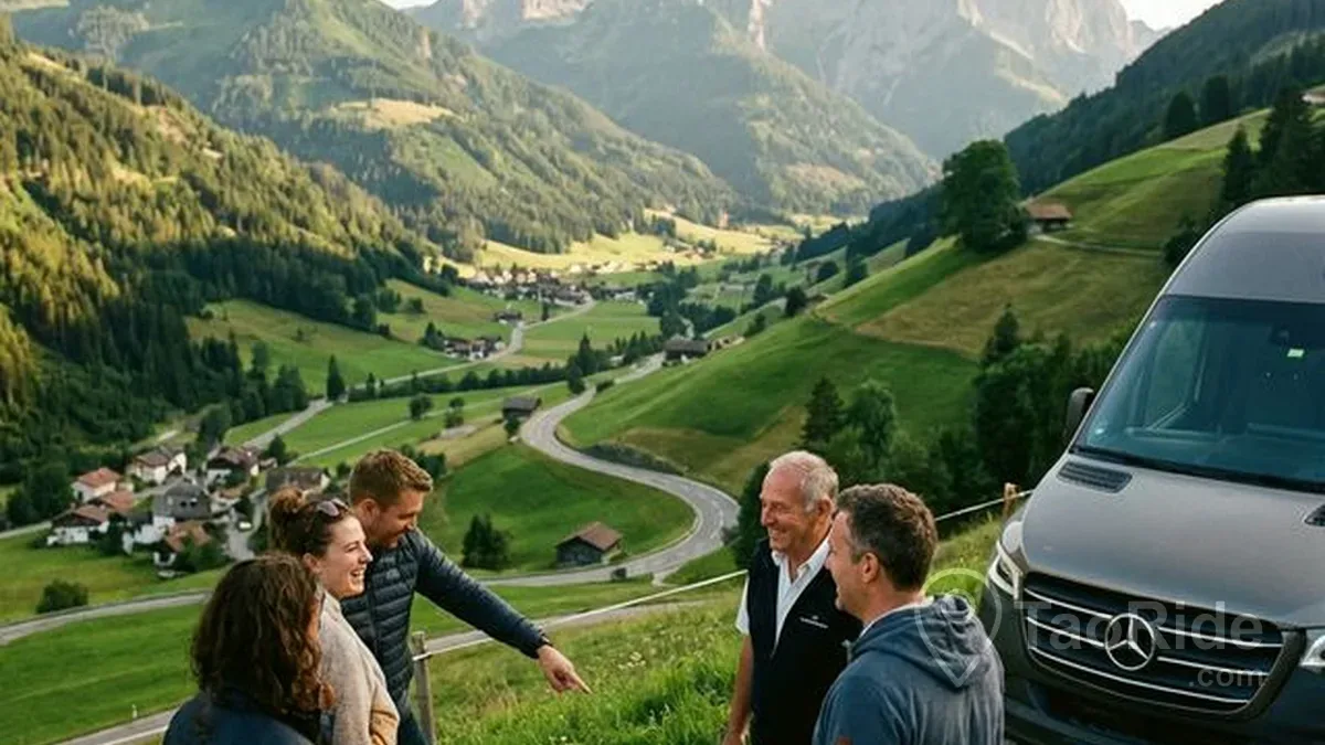 Travelers enjoying a conversation with their driver.