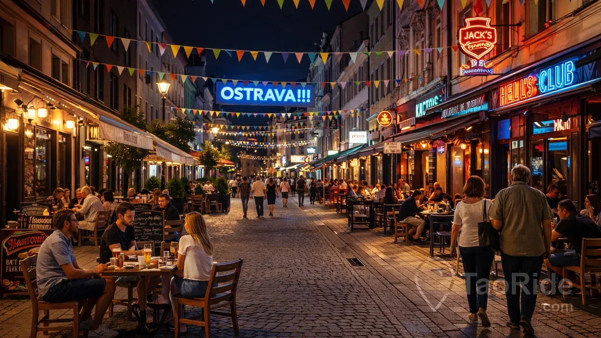 Nightlife at Stodolní Street in Ostrava