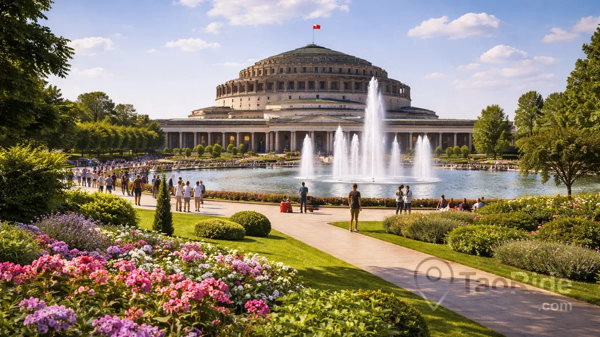 Centennial Hall in Wrocław with lush greenery