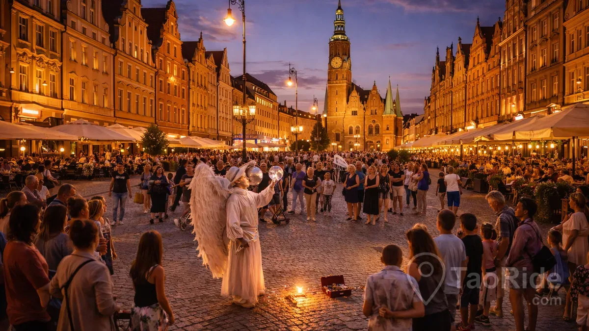 Lively evening in Wrocław's Market Square