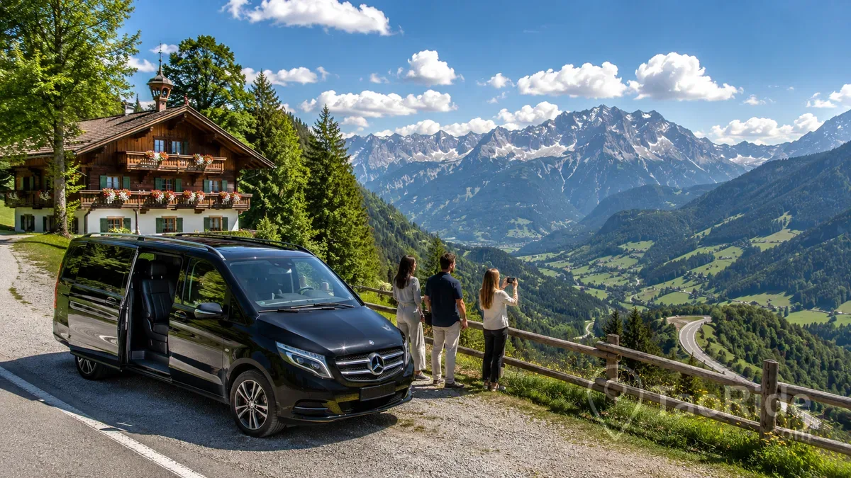Luxury private transfer from Prague to Zugspitze with a scenic stop overlooking the Bavarian Alps