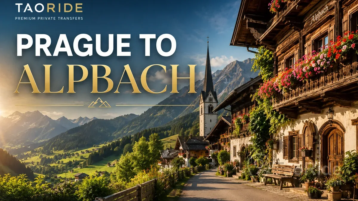 Luxury private transfer from Prague to Alpbach, Austria's most beautiful Alpine village surrounded by the Tyrolean mountains