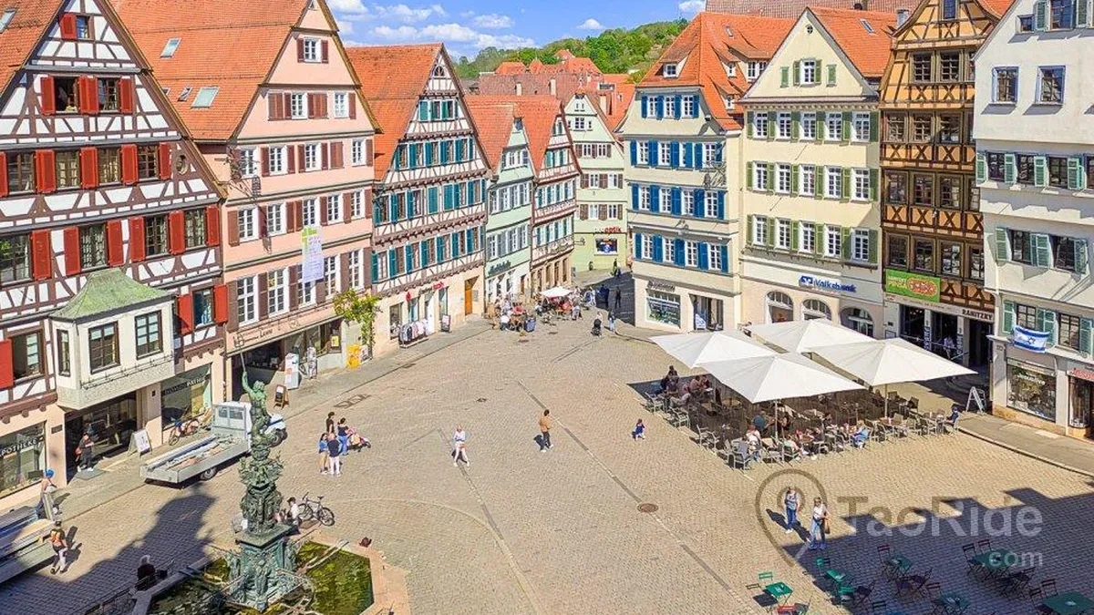 Colorful half-timbered houses in the Market Square of Tübingen, Germany