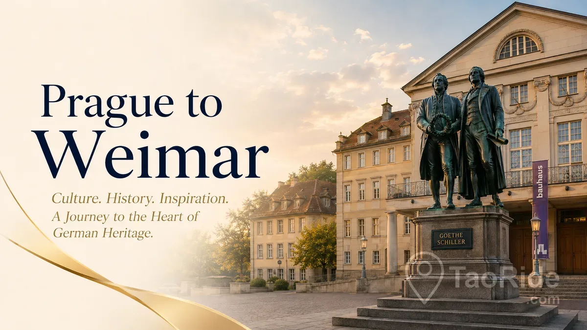 Prague to Weimar private transfer with historic city centre and Goethe and Schiller monument