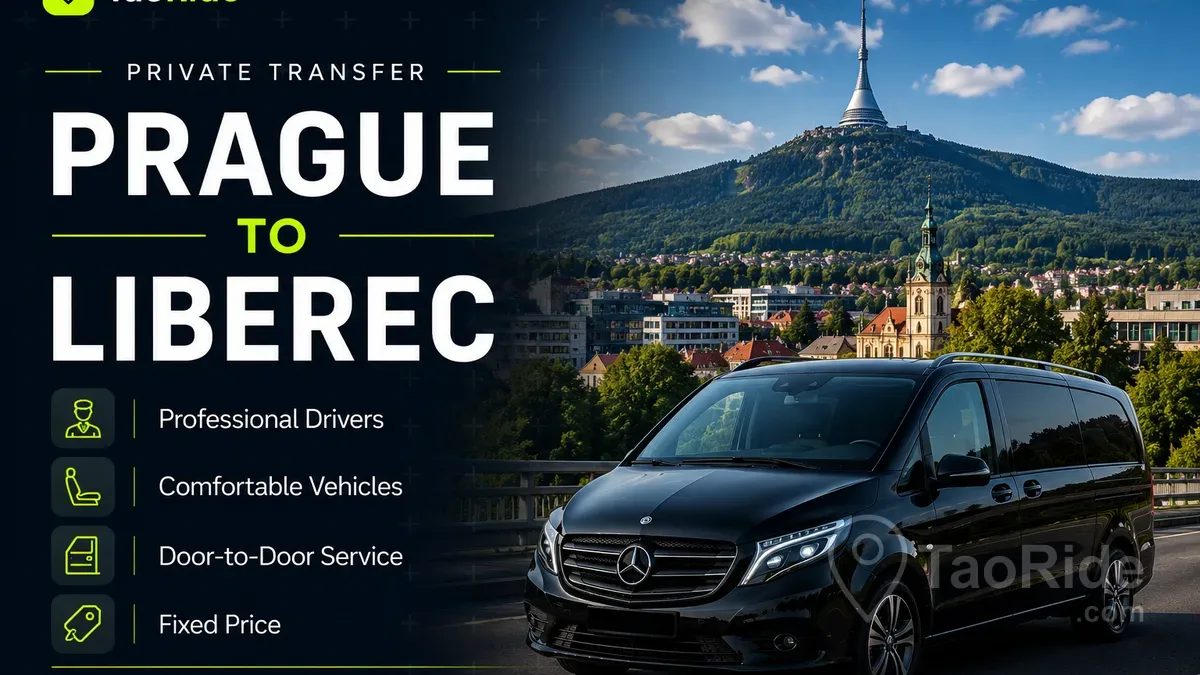 Liberec city and Ještěd Tower mountain landscape Czech Republic