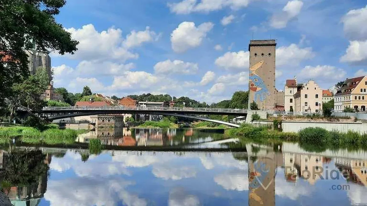 Görlitz Old Town Bridge across the Neisse River to Zgorzelec Poland