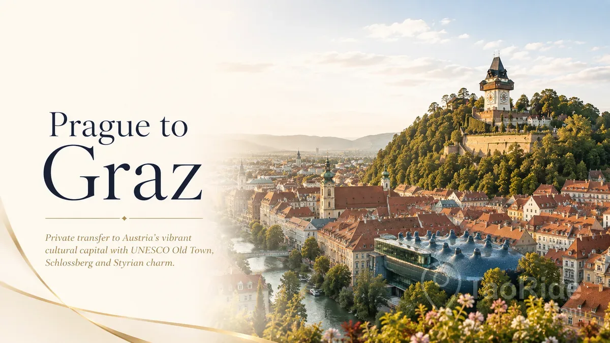 Prague to Graz private transfer with Graz Old Town and Schlossberg in Austria