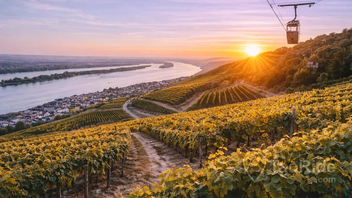 Rüdesheim am Rhein riverside town surrounded by vineyards