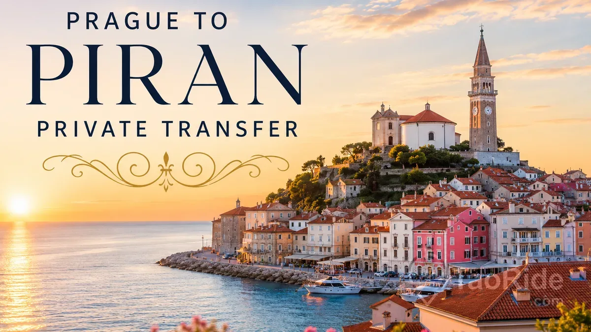Prague to Piran private transfer with scenic view of Piran on the Slovenian Adriatic coast