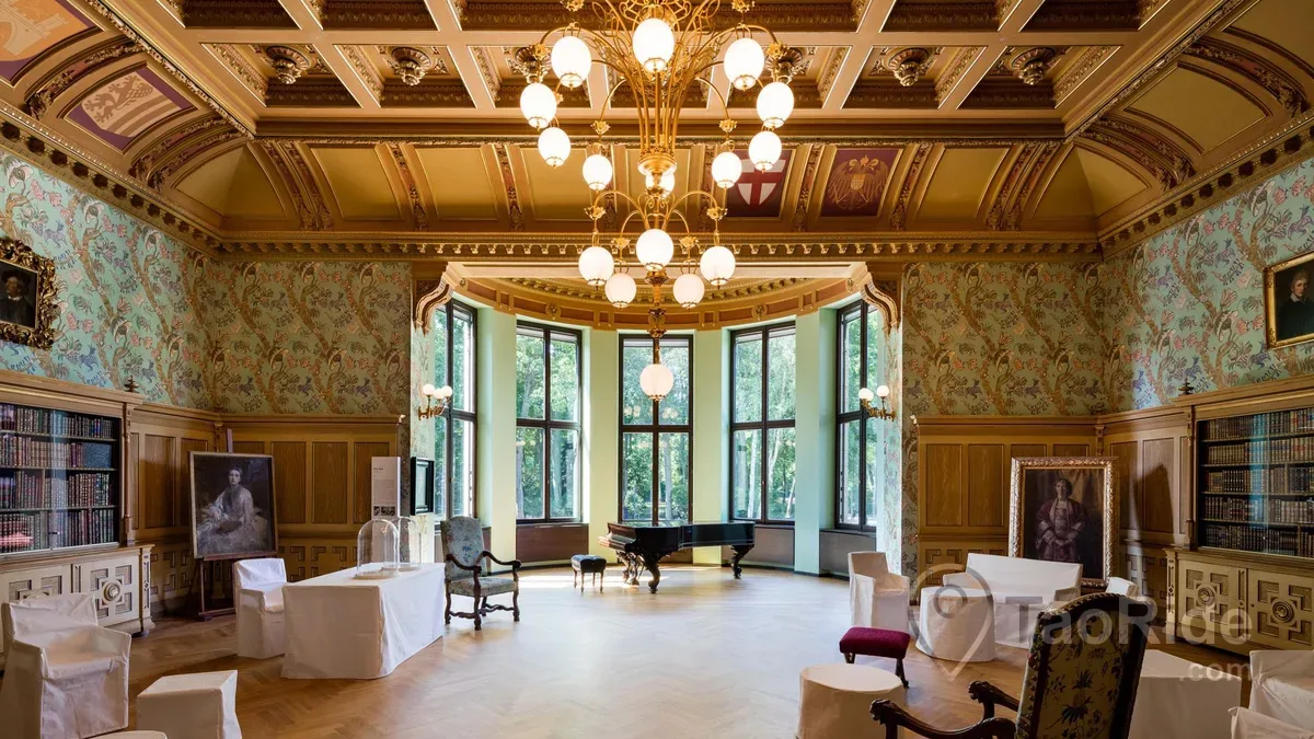 Richard Wagner Museum interior in Bayreuth with historic library and piano